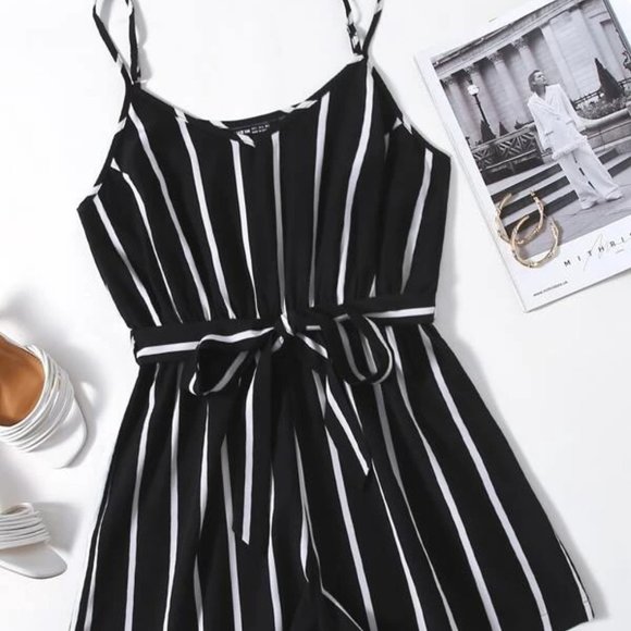 Tops - Black and White Striped Romper in S, M and L